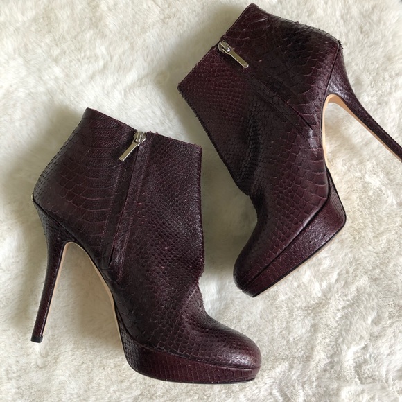 Christian Dior Python Platform Booties Boots Wine - Picture 4 of 7